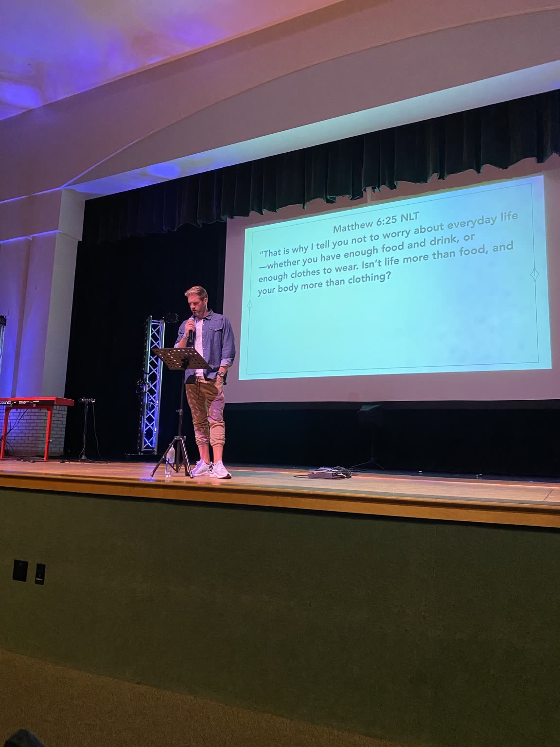 Nick teaching from Matthew 6 at church